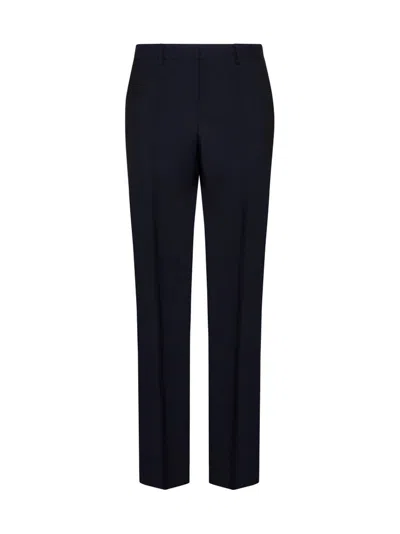 Valentino Pleated Straight Leg Trousers In Blue