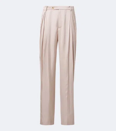 Valentino Pleated Straight Pants In Pink