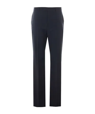 Valentino Embroidered-logo Tailored Trousers In Blue