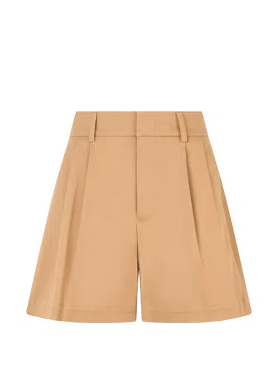 Valentino Pleated Tailored Shorts In Brown