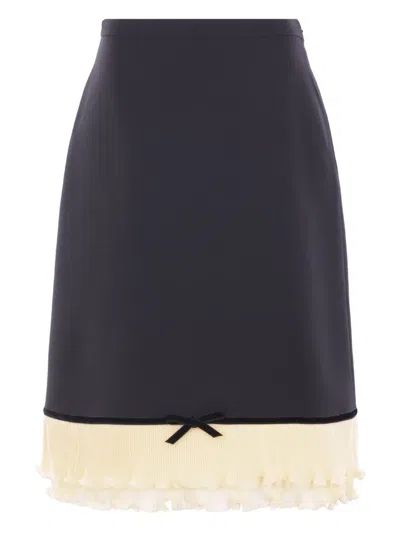 Valentino Pleated-trim Bow Skirt In Black