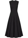 Valentino Drop-waist Luxury Crepe Midi Dress In Black