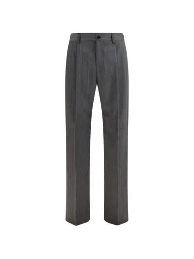 Valentino Pleated Wool Trousers In Gray
