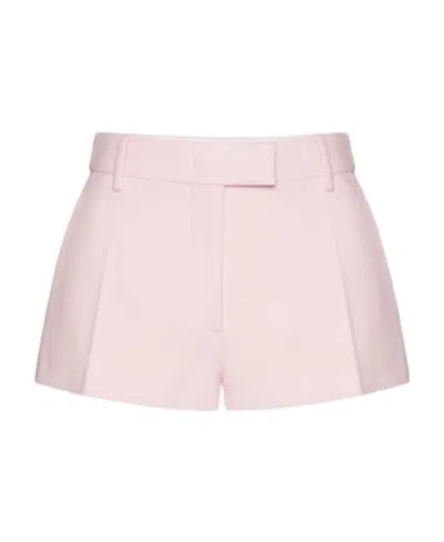 Valentino Pleated Zipper Wool Shorts In Pink