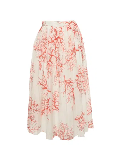 Pre-owned Valentino Pleated-design Skirt In White