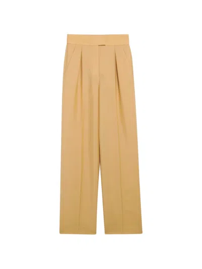 Valentino High Waist Wide Leg Pleated Trousers In Yellow