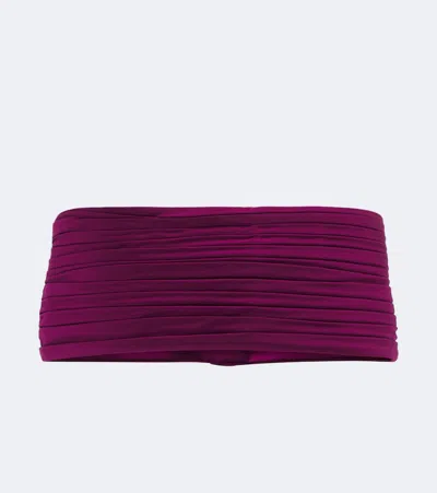 Valentino Garavani Plissé Satin Belt In Yellow