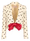 Valentino Bow-embellished Polka-dot Silk-shantung Jacket