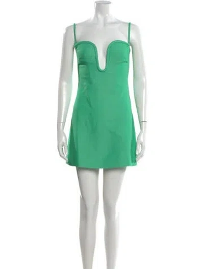 Pre-owned Valentino Plunge Neckline Mini Dress In Green