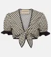 Valentino Cropped Ruffled Polka-dot Cotton-poplin Top