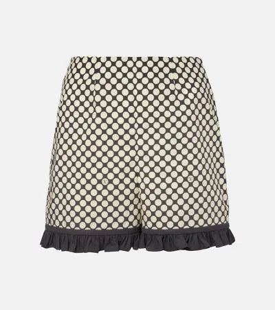 Valentino Plus De Pois Cotton Poplin Shorts In Neutral