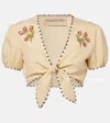 Valentino Plus De Pois Embroidered Crop Top