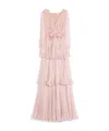 Valentino Plus De Pois Printed Crepe Chiffon Maxi Skirt In Pink