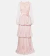 Valentino Plus De Pois Printed Crepe Chiffon Maxi Skirt In Pink