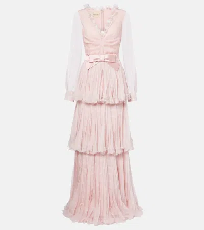 VALENTINO PLUS DE POIS SILK CREPON CHIFFON GOWN