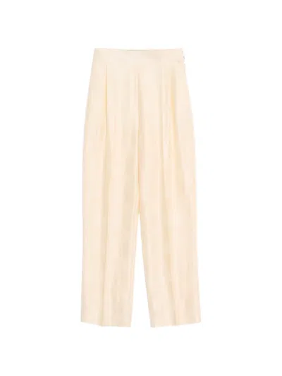Valentino Plus De Pois Striped Polka Dot Jacquard Pants In Neutral
