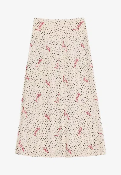 Valentino Plusdepois Bubble Print Crepe De Chine Maxi Skirt In White
