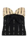 Valentino Printed Strapless Silk Chiffon Top In Black