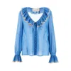 Valentino Garavani Light Georgette Shirt With Plusdepois Print In Blue