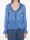 Valentino Garavani Light Georgette Shirt With Plusdepois Print In Blue