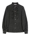 Valentino Silk Polka-dot Blouse In Black/birch