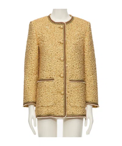 Valentino Pocket Buttoned Jacket In Gold