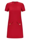 Valentino Womens Paris Pocket-front Short-sleeve Wool-blend Midi Dress In Red