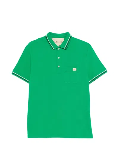 Valentino Pocket Trim Polo T-shirt In Green