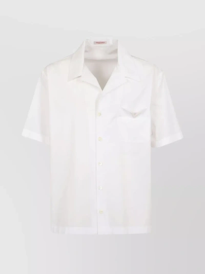 Valentino Pocket V-neck Short Sleeve Shirt In White