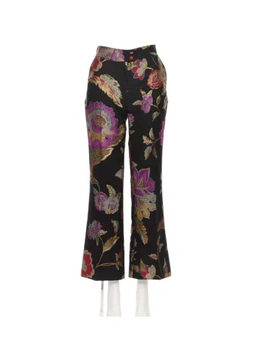 Valentino Floral-brocade Wool-blend Straight-leg Pants In Multi
