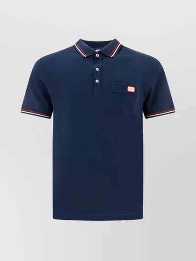 Valentino Logo Embroidered Button Detailed Polo Shirt In Blue