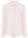 Valentino Pointed-collar Silk Shirt In Pink
