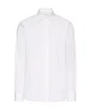 Valentino Long-sleeved Shirt In Cotton Poplin With Flower Patch In White