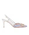 Valentino Garavani Vlogo Signature Metallic Slingback Pumps With Cornely Embroidery 80mm Woman Multi In Multicolored/silver