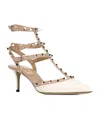 Valentino Rockstud Caged 65 Patent Ankle Strap Pump In Nude