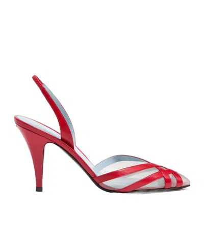 VALENTINO GARAVANI IMPUDANCE SLINGBACK PUMPS IN KIDSKIN AND MESH 90MM