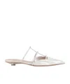 Valentino Mules Rockstud Aus Metallic-leder In White
