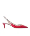 Valentino Pointed Rivet High-heeled Sandals In Red