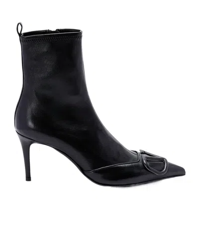Valentino Garavani Pointed Short Boots In Black