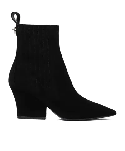 Valentino Garavani Vlogo Lockette Suede Ankle Boots In Schwarz
