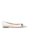 Valentino Vlogo Leather Ballerina Flat In White
