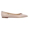 Valentino Garavani Valentino Pointed Toe Flat Shoes With Gold-tone Rockstuds In Pink