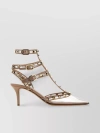 VALENTINO GARAVANI POINTED TOE SANDALS WITH TRANSPARENT PANELS AND METALLIC EMBELLISHMENTS