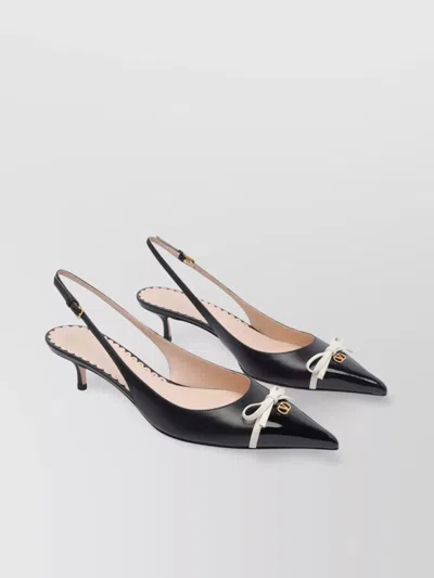 Valentino Garavani Pointed Toe Slingback Bow Detail In Black