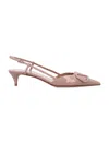Valentino Garavani Vlogo Signature Patent Leather Slingback Pump 40mm Woman Rose Cannelle 42 In Beige