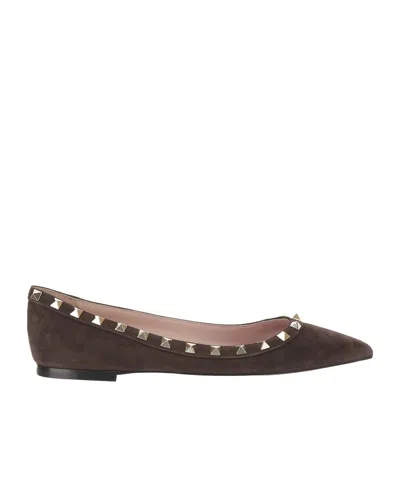 Valentino Garavani Pointed-toe Flats In Brown