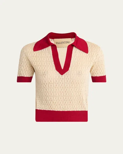 Valentino Pointelle Linen-viscose Sweater