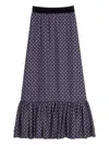 Valentino Pois Midi Skirt In Blue