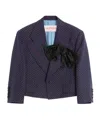 Valentino Silk Bow-detail Polka-dot Blazer In Navy Blue/red