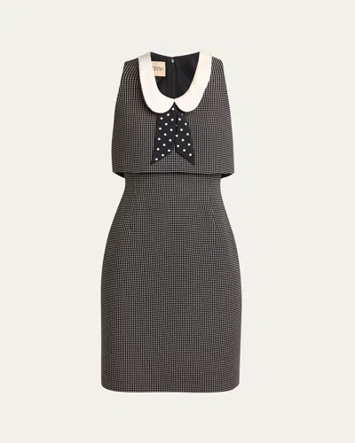 Valentino Polka-dot Collared Sleeveless Dress